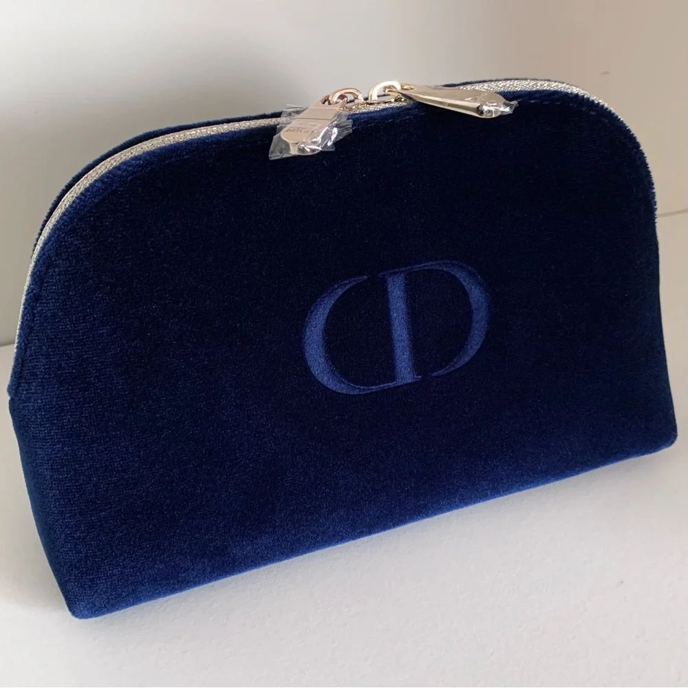Dior navy velvet zippy pouch